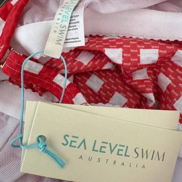 NWT Sea Level Australia Red White Check Tankini Size US 4 - Picture 7 of 9